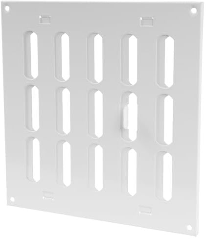 Repa Market 8 x 8 Inch (Outer Dimensions) White Adjustable Air Wall Vent Cover - Indoor Outdoor Metal Grille - Heating Cooling Ventilation for Home Garage Shed Open and Close Register (200 x 200 mm)