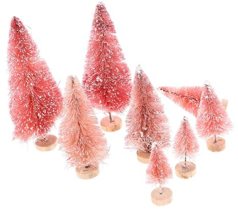Amosfun Mini-Baum Aus Kiefernholz Mit Flachem Boden 8-teiliges Set Für Weihnachtsdekoration Büro Restaurant Und Heimdekoration