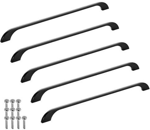 SOTECH 5 Stück Möbelgriffe BLACKLINE XIII BA 320 mm schwarz matt | (Länge 363 mm, Breite 10 mm, Höhe 28 mm) Design Aluminium Bügelgriffe