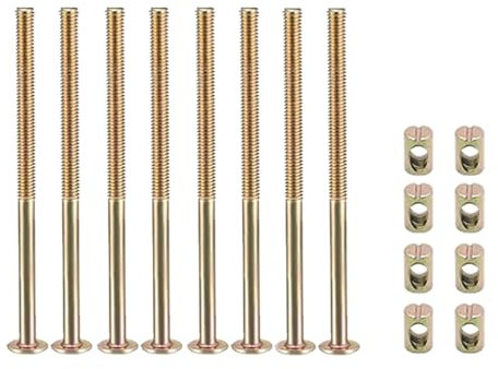 Juego de tuercas M6 x 110 mm para muebles, 8 piezas de acero al carbono, tornillo hexagonal con tuercas de barril para silla, muebles, cama
