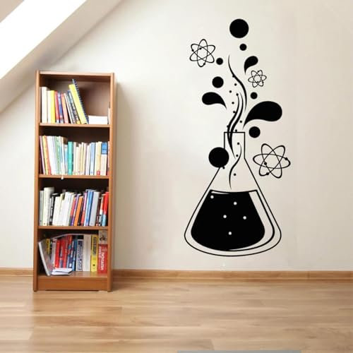 HBYUEHAN Chemie-Wandaufkleber, Wissenschaft, Schule, Bildung, Aufkleber, Atom, Molekül, Flaschen, Kinderzimmer, Dekoration, kreative Kinder-Erleuchtung, Vinyl-Kunst-Wandbild