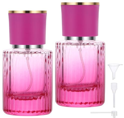 Segbeauty Frasco Perfume Recargable, 2 Piezas 30ml Atomizador Perfume, Bote de Colonia Vacío, Portátil y Reutilizable, Dosificador Colonia Recargables (Morado Gradiente)