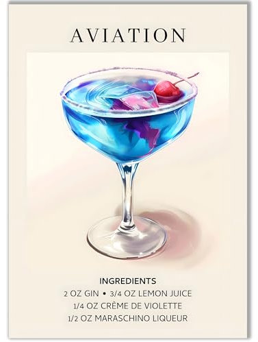 Happymotive – Premium Cocktail Poster wahlweise in DIN A3 oder DIN A4 – Premium Druck auf 300g Papier – Wanddekoration für Bar, Küche und Homebar, Office ohne Rahmen Aviation A3