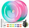 MAGICYOYO Yoyo K2, Kristall JoJo für Kinder & Anfänger, 2 in 1 Mode Responsive & Unresponsive Trick-Jo Jo, inkl. 12 Yo Yo Saiten, Unresponsive Lager-Set(Grün-Pink)