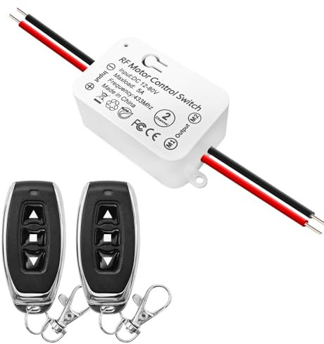 DieseRC Interruttore di Telecomando del Motore CC senza fili Controller Ricevitore Relè CC 12V - 80V 5A con 2 Trasmettitori, Motore di Controllo Radio avanti e indietro