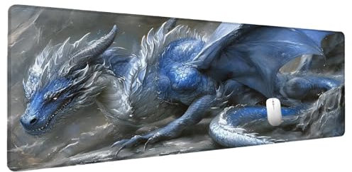 Tapis de Souris XXL 600x300mm Cool Tapis de Souris Gamer Dragon, Grand Mouse Pad Gaming Accessoire Bureau, Mouse Pad avec Bords Cousus Imperméable Antidérapant Améliore la précision et la Vitesse R-3