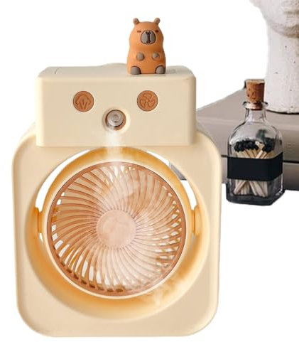 Générique Ventilateur Humidificateur | Ventilateur 3 Vitesses avec Humidificateur Portable,Appareil de Rafraîchissement USB Rechargeable pour Plage, Bureau, Cuisine, Salle de Sport, École et