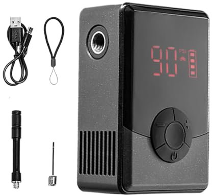manhegari Electric Bike Pump,Tire Inflator Portable Air Compressor - Small Air Compressor Automatic Inflator Smart Protection for Scooter Bicycles Motorcycle Cycling Ball Auto