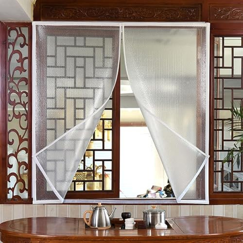 Kit de aislamiento de ventana, lona transparente, resistente al viento, bloqueador de corrientes de aire, aislantes térmicos, sellos de ventana de puerta, privacidad, reutilizable, 50 x 80 cm (ancho x