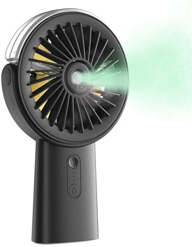 WenYa Portable Misting Fan, 4000mAh Rechargeable Handheld Fan with Water Spray Function, Small Personal Fan Doubling as a Power Bank for Travel, Suitable for Men and Women (Black)