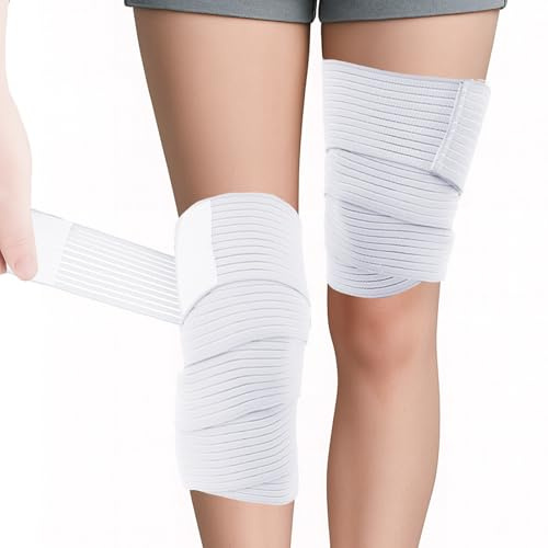 2 Stück 200cm Oberschenkel Bandage für Oberschenkel Kompression, Weiß | Verstellbare Kompressionsbandage, Elastische Binde, Sport Oberschenkelbandage, Kniebandage für Damen und Männer