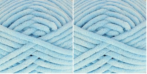 King Cole Super Chunky Yummy 100g - 100% Polyester Knitting Crochet Yarn (Baby Blue 4876) (Pack of 2)