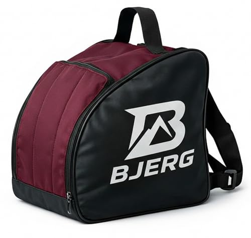 Vov.Vov Bjerg Skischuhtasche Skitasche für Skischuhe und Helm Ski Boot Bag wasserfest - robuste Zipper - Skitasche Skischuhtasche Set - Schlittschuhtasche (Dunkelrot)
