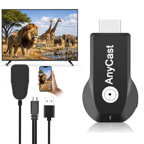 Wireless Display Adapter, 1080P HDMI Dongle Screen Mirroring Receiver with 2.4GHz 5GHz WiFi Display for iPhone, Mac, iOS, Android to TV, Projector, Supports Miracast, Airplay, DLNA