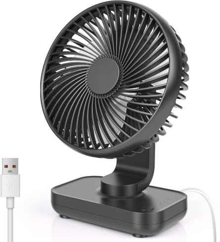 Dreamhigh® Mini Ventilador USB, 4 Velocidades, Ventilador de Escritorio Silencioso, Rotación de 90°, Ventiladors Portátil Pequeño, Alimentado por USB para Oficina y Dormitorio
