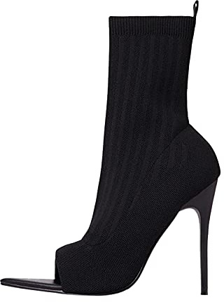 Generisch Stivali estivi da donna con tacco alto a spillo, punta aperta, motivo forato, con tacco, eleganti stivaletti a maglia, stivaletti a spillo, mezza stivaletto, traspiranti, senza lacci