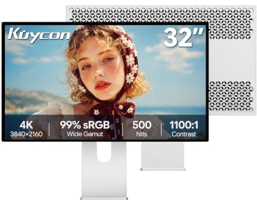 Kuycon P32D 32 Inch UHD 4K(3840x2160) Glossy IPS PC Monitor (Honeycomb - with Stand)