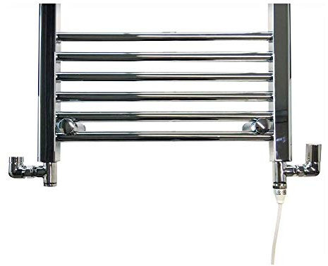 Single Heat Electric Chrome Dual Fuel T-Piece Kit - Corner Chrome Valves - 400W Rica Element