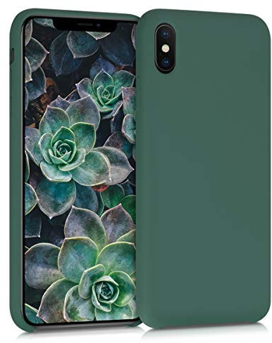 kwmobile Hülle kompatibel mit Apple iPhone XS Max Hülle - Silikon Handy Case - Handyhülle weiche Oberfläche - kabelloses Laden - Tannengrün