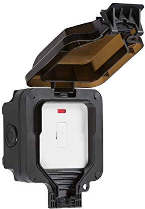 Knightsbridge OP6N Outdoor Weatherproof Fused Spur with Neon, Black, 153.0 mm*110.0 mm*110.0 mm