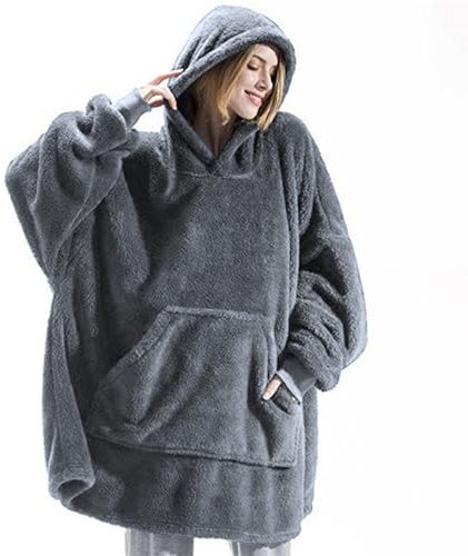 Godoboo Kapuzenpullover, Übergroße Hoodie Sweatshirt Decke Weiche Warme Riesen Hoodie Fronttasche Giant Plüsch Pullover Decke mit Kapuze for Frauen Men