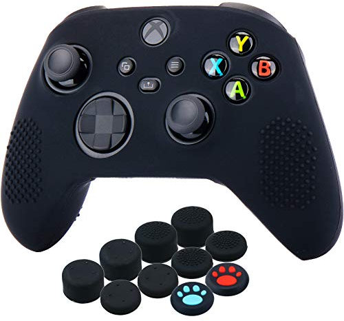 YoRHa Silikon Hülle Skin Case für Xbox Series X/S Controller (Schwarz) x 1 mit Aufsätze Kappen x 10