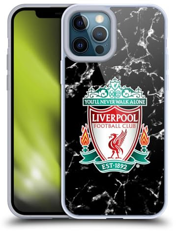 Head Case Designs Officially Licensed Liverpool Football Club Black Crest Marble Gel Case [Military Grade Protection] Compatible with Apple iPhone 12 Pro Max and Compatible with MagSafe