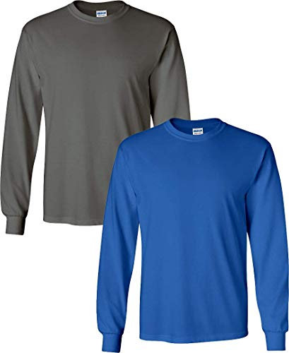 Gildan Men's Ultra Cotton Long Sleeve T-Shirt, Style G2400, 2-Pack - - Large