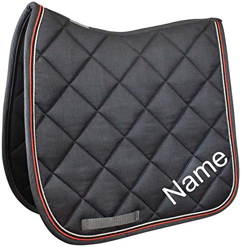 Esperado Dressur Schabracke Blazer anthrazit-Melange/Berry inkl. individuellem Namen Bestickt, Schriftart:Black Chancery, Garnfarbe Maderia:apricot 1952