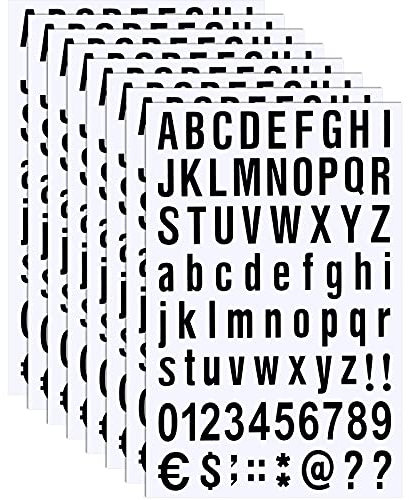 8 Blätter Selbstklebendes Vinyl Buchstaben Zahlen Kit, Briefkasten Nummern Aufkleber für Postkasten, Schilder, Fenster, Tür, Autos, Lastwagen, Heim, Adress Nummer (Schwarz, 2 Zoll)
