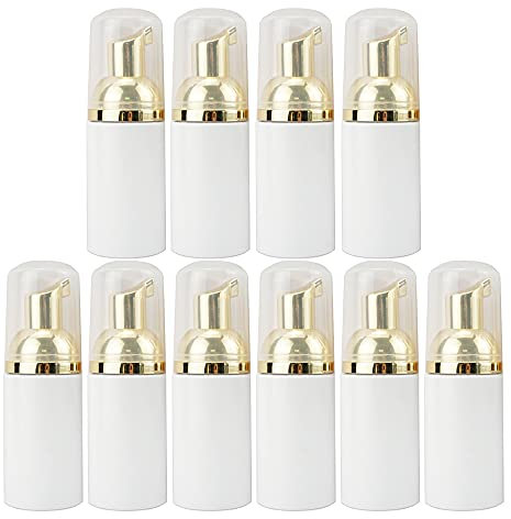 30ML Schaumpumpflaschen Weiße Flasche mit Goldpumpe Mini Reisegröße Leere Nachfüllbare Handseife Schäumende Flüssigseife Pumpflaschen (10PCS)