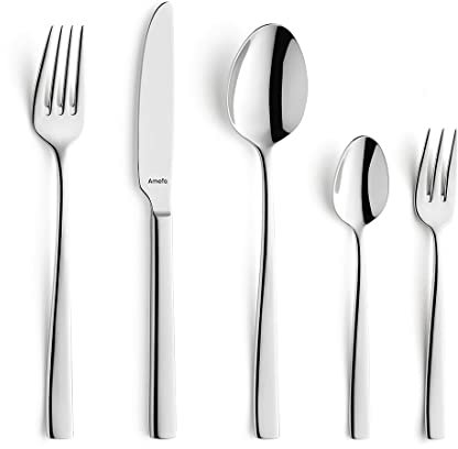 Amefa Fresh Besteckset für 12 Personen, 60-teiliges Besteck Set, Edelstahl Rostfrei, Besteck Spülmaschinenfest, Essbesteck, Tafelbesteck