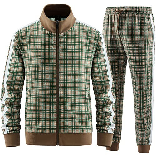 W JIANWANG Herren Jogginganzug Trainingsanzug Sportanzug Fußball Sporthose für Gym Tracksuit Atmungsaktiv Hausanzug Grün JW-2601-M