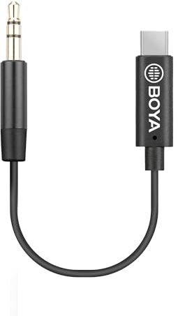 BOYA by-K2 USB-C-auf-3,5-mm-Audio-AUX-Kabel [10,2 cm], Stecker auf Stecker, Typ C auf TRS 3,5 mm Mikrofon/Kopfhörer-Adapter für TRS-Mikrofon/USB-C-Android-Handy/Laptop/GO Pro/OSM Action 2/3