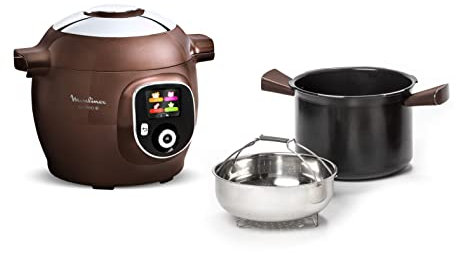 Moulinex Cookeo+ Multicuiseur intelligent, Cuve 6 L, Menus interactifs, Cuisson pression, Dore, Mijote, Réchauffe, Maintien au chaud, Recettes préprogrammées, Application dédiée, Marron CE851910