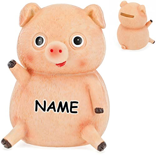 alles-meine.de GmbH Spardose Verschiedene Modelle wählbar mit Verschluss - aus Kunstharz/Polyresin süßes Schwein inkl. Name - mit Verschluss - aus Polyresin/Kunstharz..