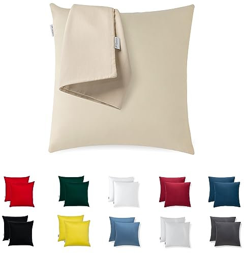 Flowen Fundas de Cojin 50x50 de Microfibra Juego de 2 Funda de Almohada del Sofá Decorativas con Cremallera Invisible Tejido Suave y Lavable Antiácaros Transpirable Hipoalergénico para Cama y Silla