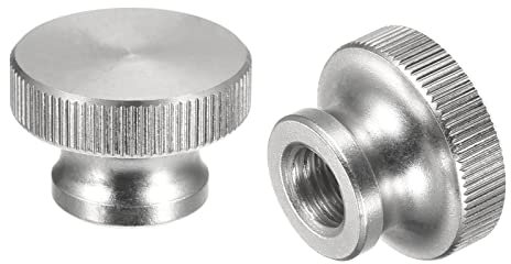 sourcing map Rändelmuttern, 4 Stück, M12 x T30 x H20 mm, 304 Edelstahl Rändelmutter mit Kragen, hoher Kopf, Blindloch, gerändelte Rändelmuttern