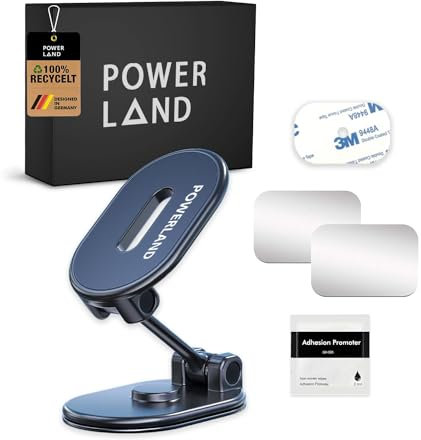 powerland Aimant Telephone Voiture【Pliable Support Voiture Magnétique】 Universel 360° Support Magnetique Telephone Compatible avec iPhone pour Tous Les Smartphones