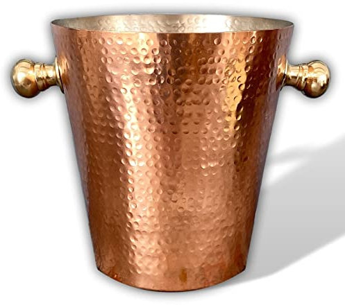 Sektkühler Weinkühler gehämmertes Aluminium Kupfer Finish 20cm Antik-Stil