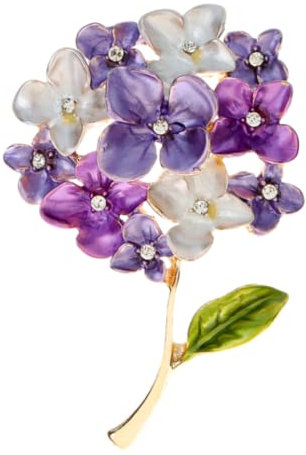 Hydrangea Brooch for Women, Enamel Lilac Flower Pin