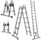 Extendable Ladder 2.5m + 2.5m Telescopic A Frame Ladder, Multi-purpose Ladder Folding Ladder, Stainless Steel EN131 Collapsible Ladder for Household Loft Warehouse Outdoor, 150kg / 330lbs