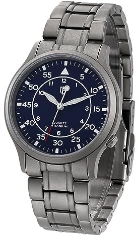 BERNY Herren Titanuhr Japanischer Sekundenzeiger Quarzwerk Titanium Analog Quarz Uhr T2566M Wasserdicht