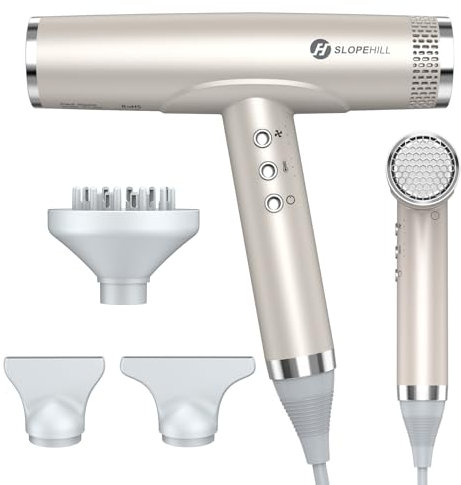 slopehill Ionen Haartrockner, 110,000RPM für Schnelles Trocknen, Magnetischer Diffusor/Wenig Lärm/Biokeramische Technologie, für Zuhause, Reisen, Salon 2000W (Champagner Gold)