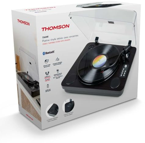Platine vinyle Bluetooth - THOMSON - TT650BT - Enregistrement USB - 2 haut-parleurs - Noir