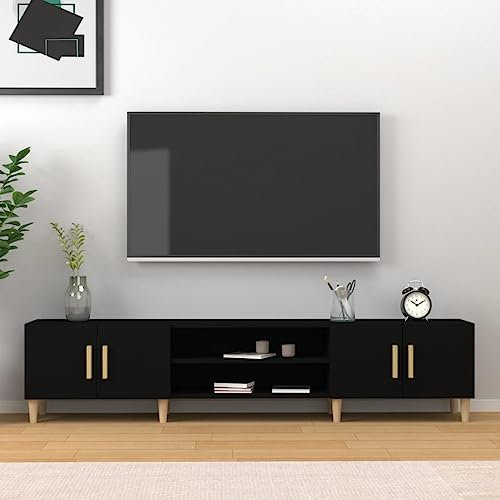 FENLAX Mueble de TV Moderno TV Stand Negro 180x31,5x40 cm