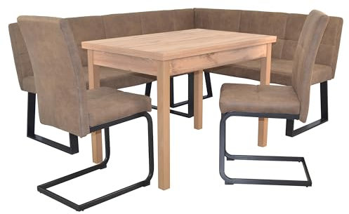 moebel direkt online 4tlg. Eckbankgruppe Schenkelmaß 190x150 cm kurzer Schenkel rechts, braun