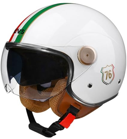 Casco Moto Demi-Jet Moto Cross Casco Scooter Caschi Motorino Vintage DOT/ECE Omologato Donna Uomo Casco Semiaperto Con Visiera Antigraffio
