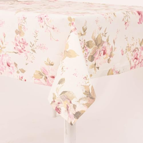 SCHÖNER LEBEN. Tischdecke Classic Painted Rose Ecru rosa div. Größen, Größe:80x80cm