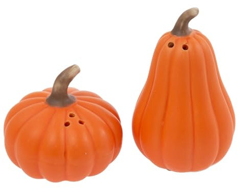 Boston International Juego de salero y pimentero de cerámica para encimera de cocina y mesa, juego de 2, calabaza naranja y calabaza